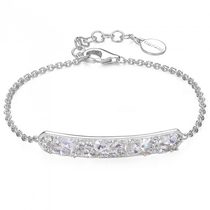 Bracciale Rosato piastra con zirconi in argento 925 Gemma RZGE17