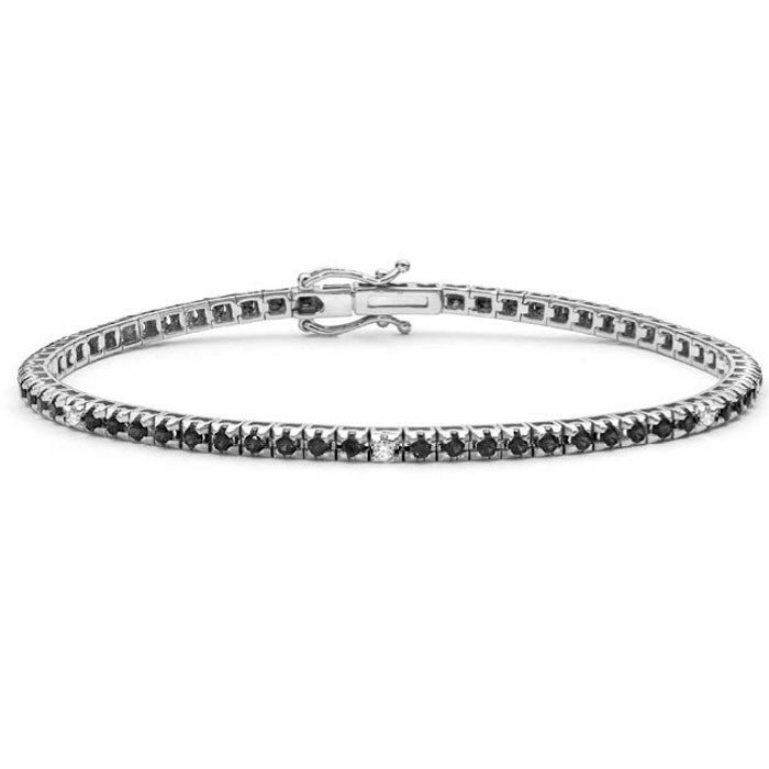 Bracciale Tennis Diamanti Neri e Bianchi in oro 18Kt