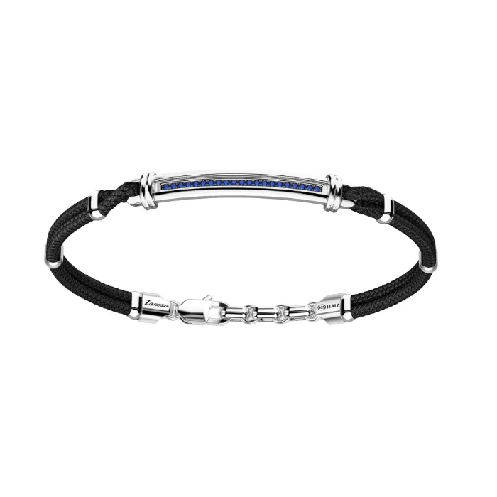 Bracciale Zancan targa in argento 925 con spinelli blu e kevlar ESB307-BL