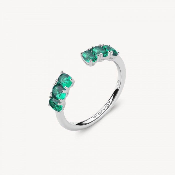 Anello Brosway in argento 925 con zirconia life green FLG10