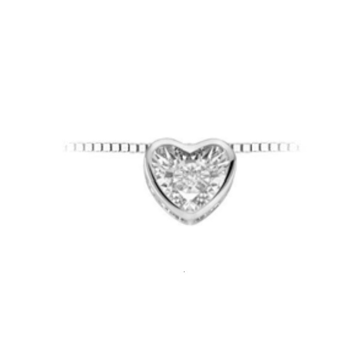 Pendente cuore in oro bianco 18Kt con diamante taglio brillante LPF11278.003 DonnaOro Luce