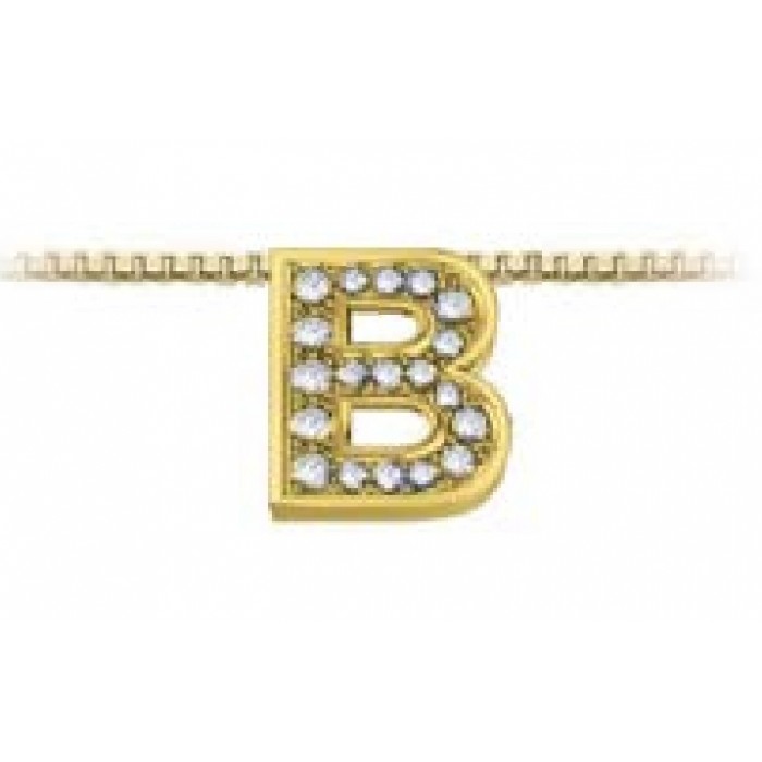 Pendente in oro giallo 18Kt con diamanti lettera B, LPFB11334.005 DonnaOro Luce