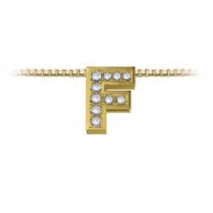 Pendente in oro giallo 18Kt con diamanti lettera F, LPFF11334.003 DonnaOro Luce