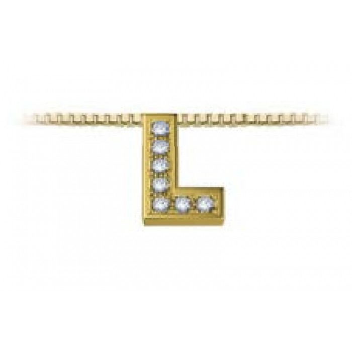 Pendente in oro giallo 18Kt con diamanti lettera L, LPFL11334.003 DonnaOro Luce