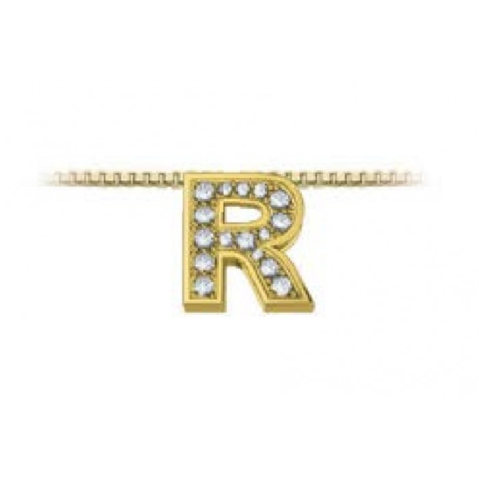 Pendente in oro giallo 18Kt con diamanti lettera R, LPFR11334.004 DonnaOro Luce