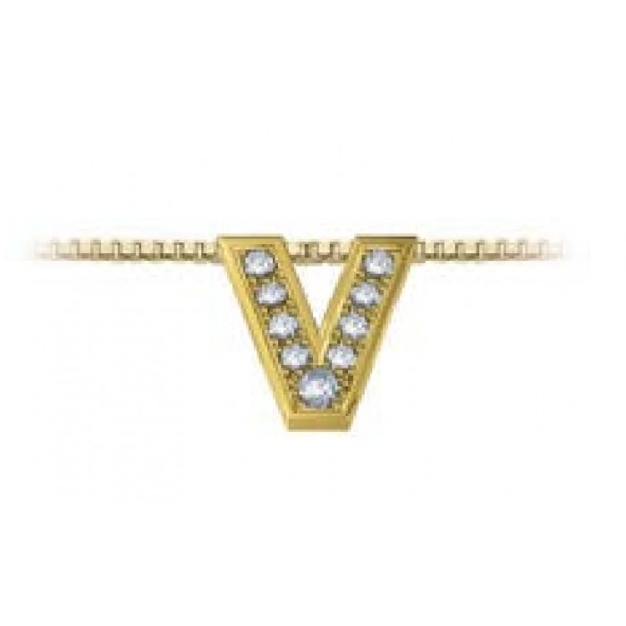 Pendente in oro giallo 18Kt con diamanti lettera V, LPFV11334.003 DonnaOro Luce