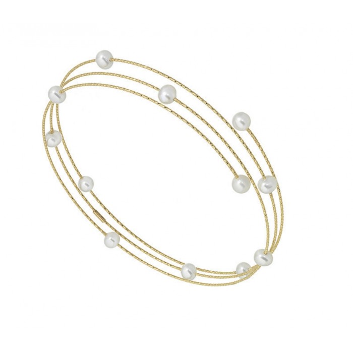 Bracciale Spazio in oro giallo 750 con perle bianche Galassie 05 MagicWire