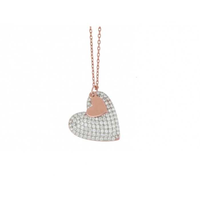 Collana Cuori Milano con zirconi in argento 925 placcata in oro 18 kt Ref.24916264A