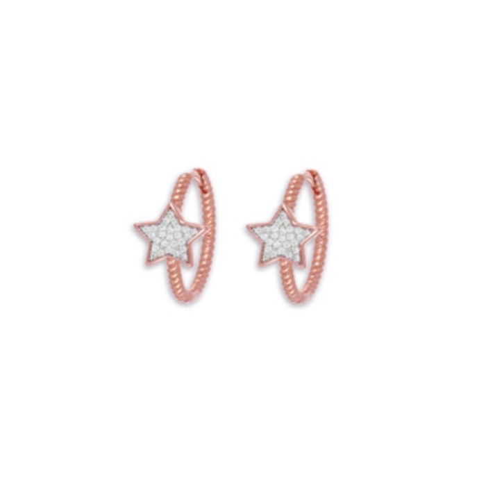 Orecchini a cerchietto falling star Cuori Milano con zirconi a stella in argento 925 placcata in oro 18 kt Ref.24917179