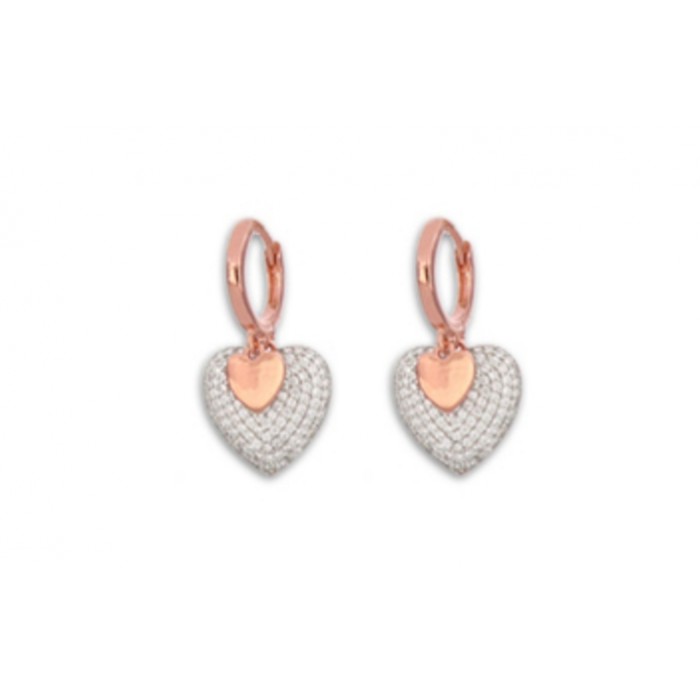 Orecchini a cerchietto double heartbreaker Cuori Milano in argento 925 Ref. 24916233