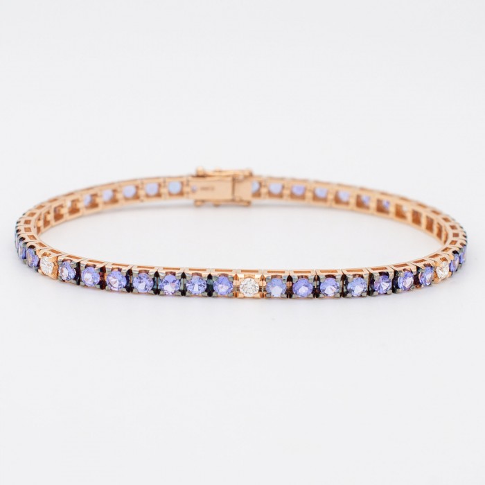 Bracciale Tennis Tanzanite e Diamanti in oro 18Kt