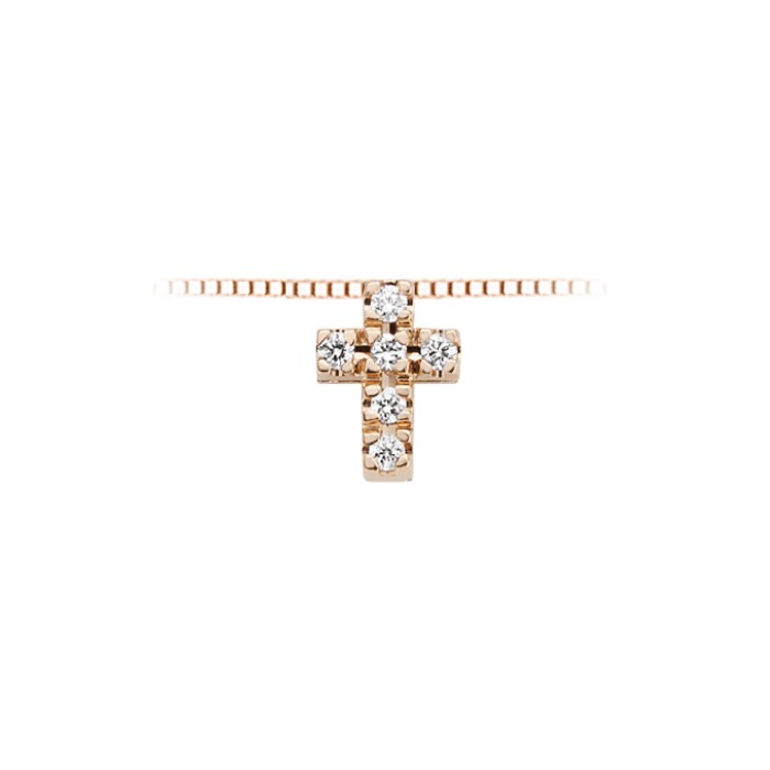 Pendente in oro rosa 18Kt con brillanti a forma di croce LPF10117.003 DonnaOro Luce