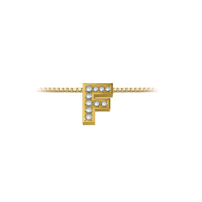 Pendente in oro giallo 18Kt con diamanti lettera F, LPFF11334.003 DonnaOro Luce