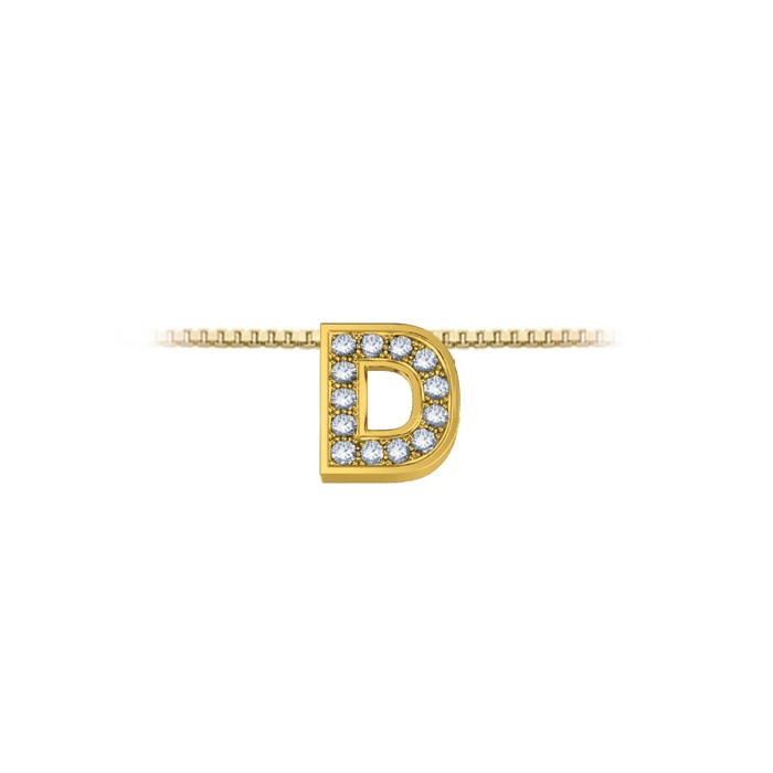 Pendente in oro giallo 18Kt con diamanti lettera D, LPFD11334.004 DonnaOro Luce