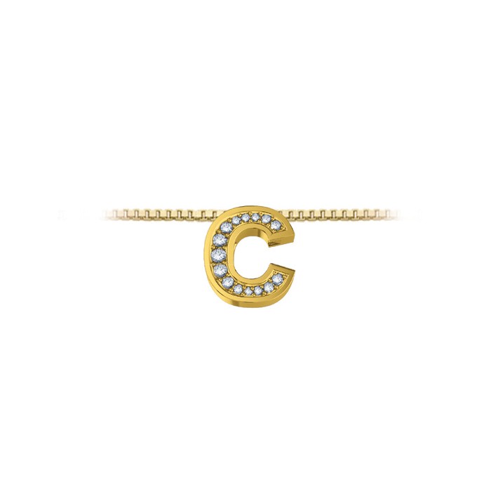 Pendente in oro giallo 18Kt con diamanti lettera C, LPFC11334.003 DonnaOro Luce