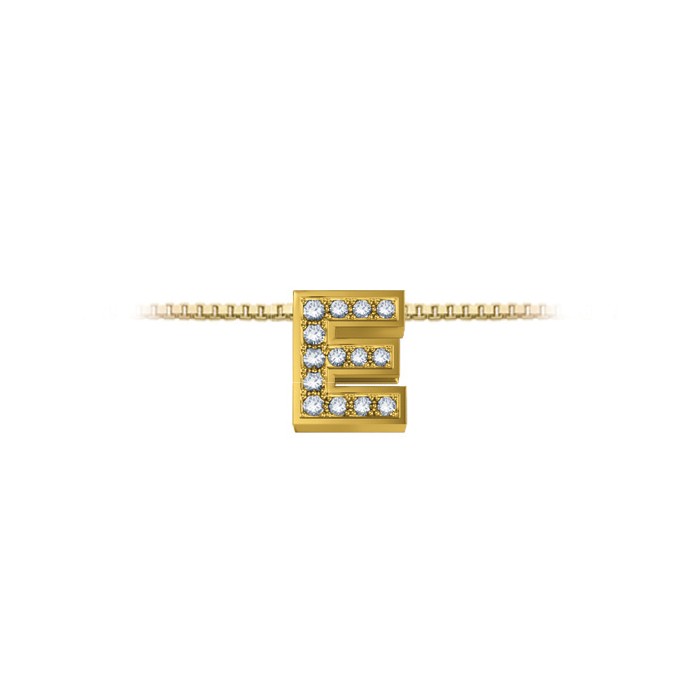 Pendente in oro giallo 18Kt con diamanti lettera E, LPFE11334.004 DonnaOro Luce