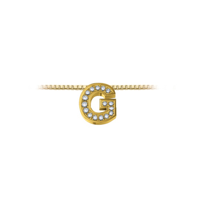 Pendente in oro giallo 18Kt con diamanti lettera G, LPFG11334.003 DonnaOro Luce