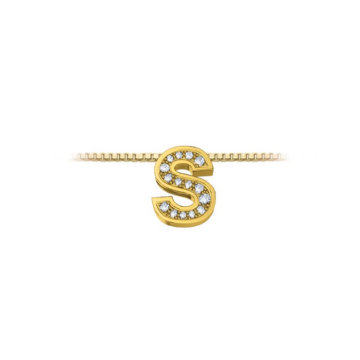 Pendente in oro giallo 18Kt con diamanti lettera S, LPFS11334.003 DonnaOro Luce