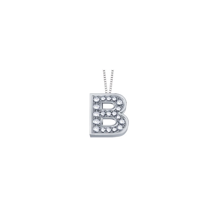 Pendente in oro bianco 18Kt con diamanti lettera B, LPFB10322.005 DonnaOro Luce