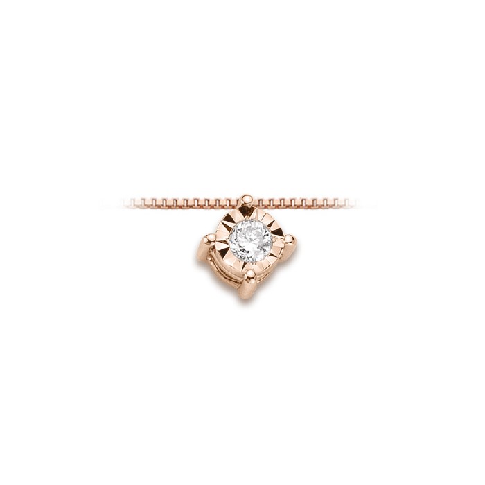 Pendente in oro rosa 18Kt punto luce con diamante LPL11843.006 DonnaOro Luce