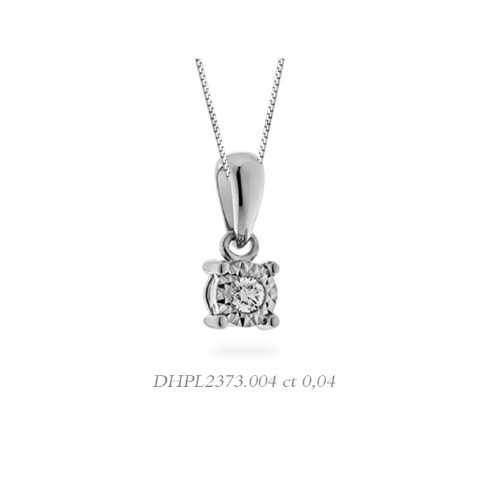 Pendente in oro bianco 18Kt punto luce con diamante DHPL2373.004 DonnaOro Luce