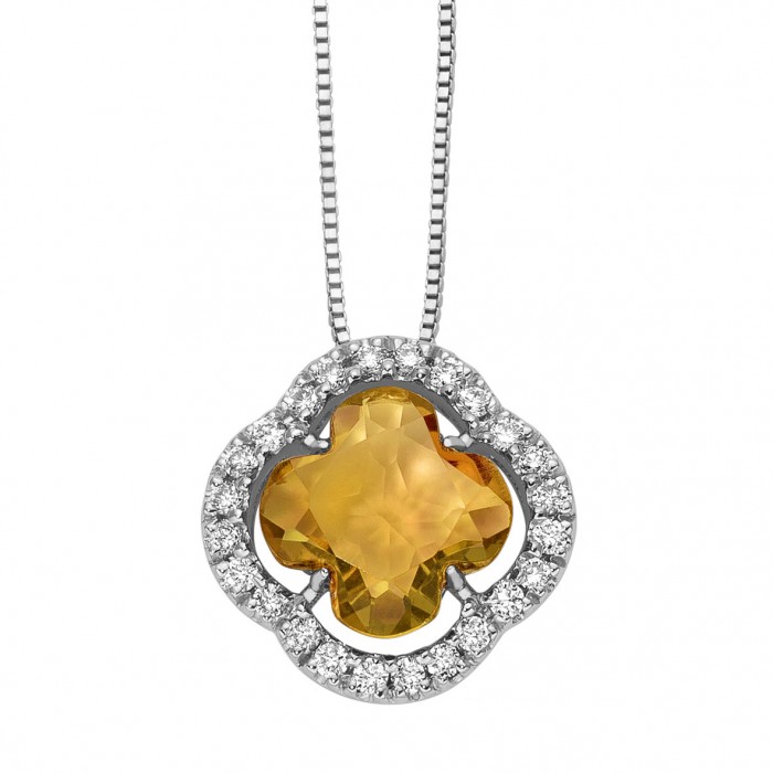 Pendente Flora con citrino e diamanti in oro 18Kt DPY11252.012 DonnaOro Jewels