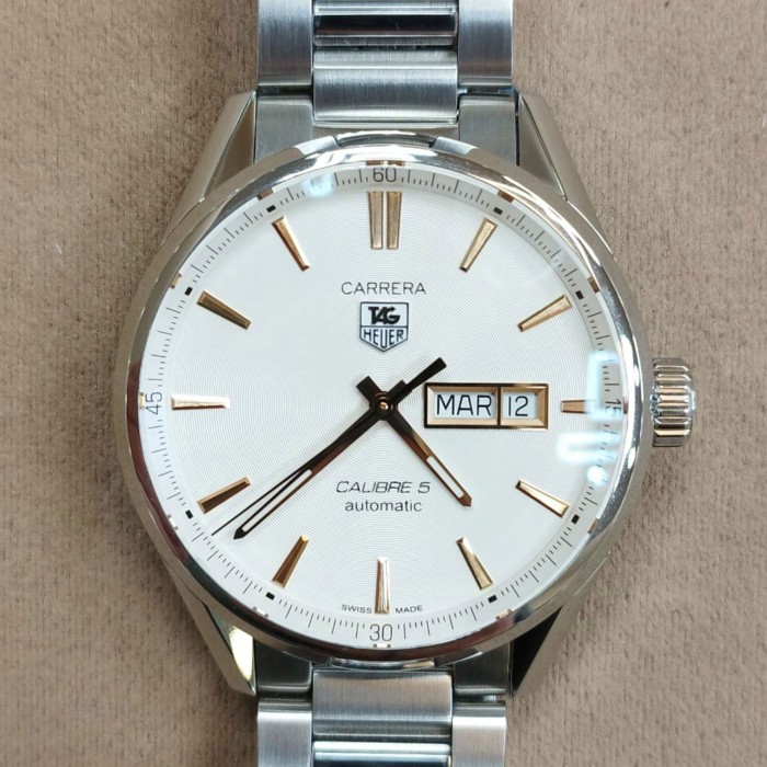 TAG Heuer Carrera Calibre 5 Day Date White NEW WAR201D.BA0723