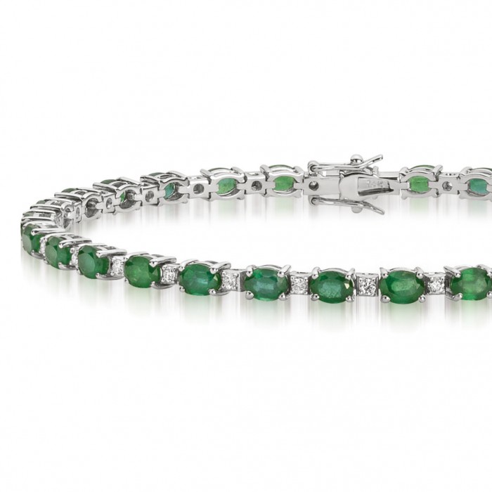 Bracciale Tennis con smeraldi e diamanti in oro bianco 18Kt DFBE7619.035 DonnaOro Jewels