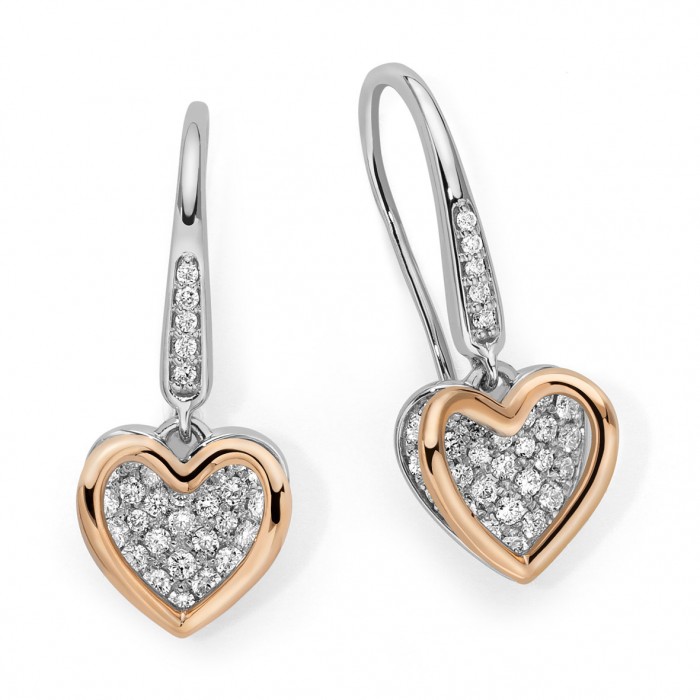 Orecchini pendenti a cuore collezione Anima con diamanti in oro bianco e rosa 18Kt DOF11197.024 DonnaOro Jewels