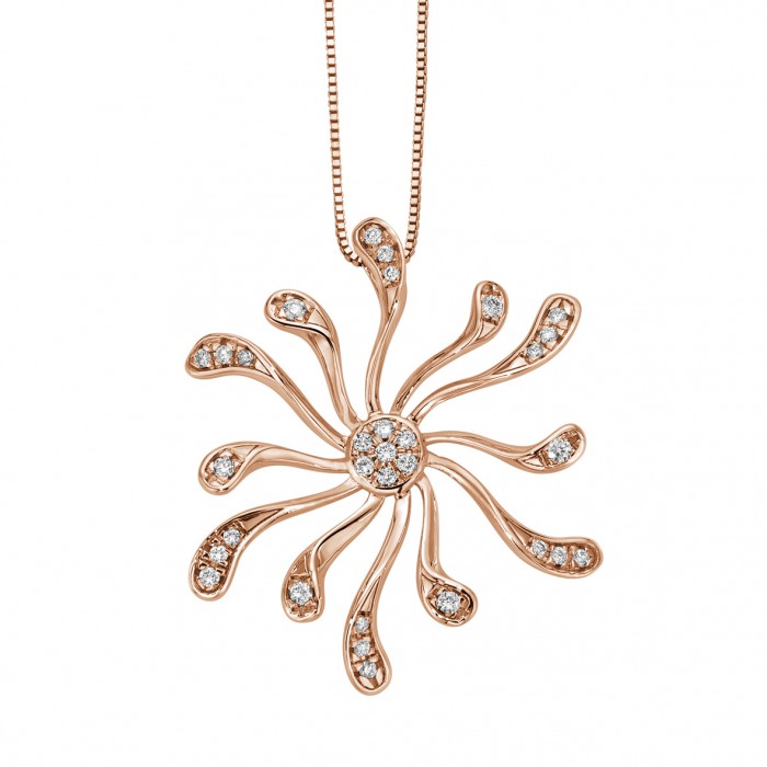 Pendente a fiore stilizzato con diamanti in oro 18Kt DPF10959.017 DonnaOro Jewels