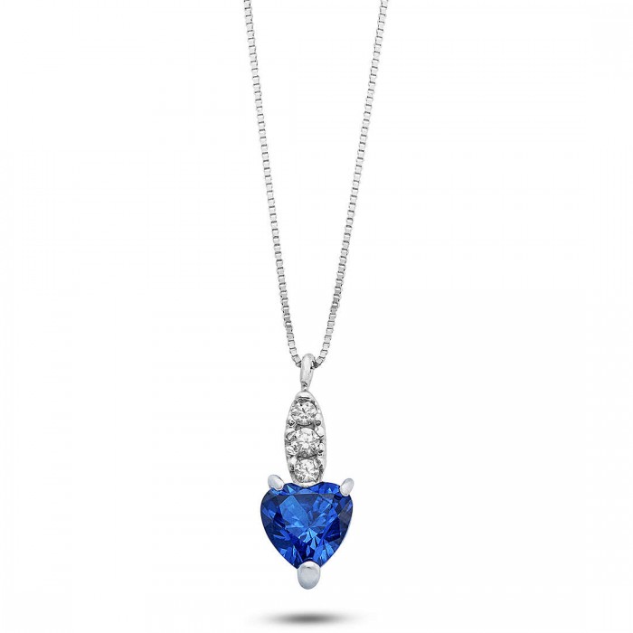 Pendente con zircone blu a cuore in oro 18Kt AGZ 403 Ambrosia