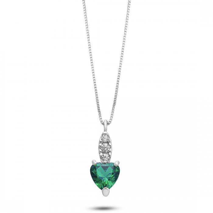 Pendente con zircone verde a cuore in oro 18Kt AGZ 405 Ambrosia