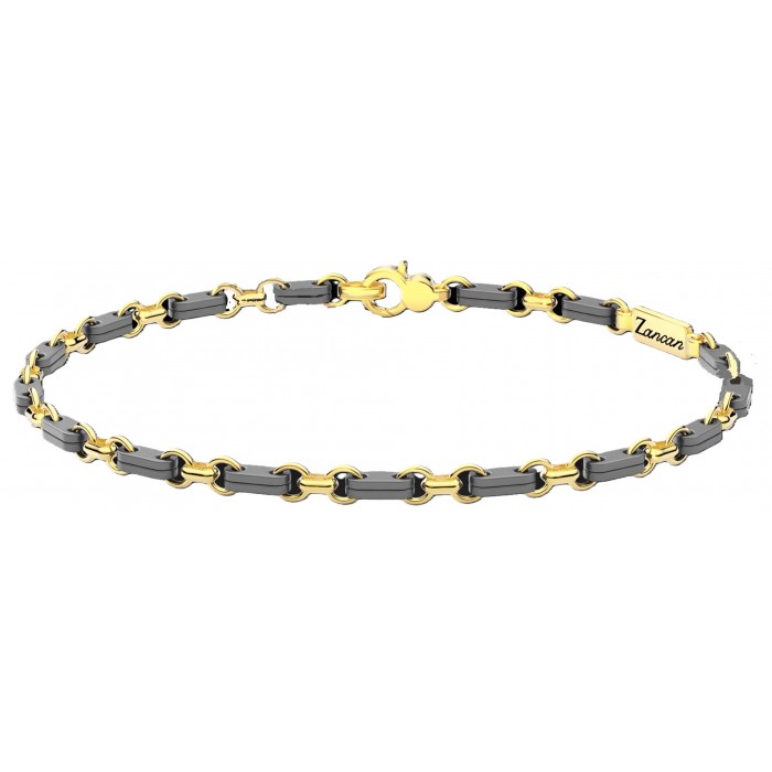 Bracciale in oro giallo 18kt con piastrine in Titanio ETB207G ZANCAN