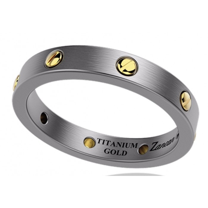 Anello in Titanio con inserti in oro giallo 18kt ETA116G ZANCAN