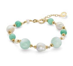 Bracciale Argento 925‰ con Perle Acquadolce, Giada colorata, Angelite BRA 279 COMETE GIOIELLI