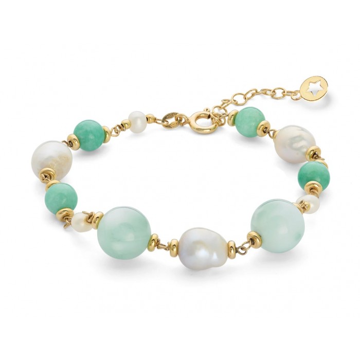 Bracciale Argento 925‰ con Perle Acquadolce, Giada colorata, Angelite BRA 279 COMETE GIOIELLI