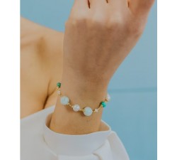 Bracciale Argento 925‰ con Perle Acquadolce, Giada colorata, Angelite BRA 279 COMETE GIOIELLI