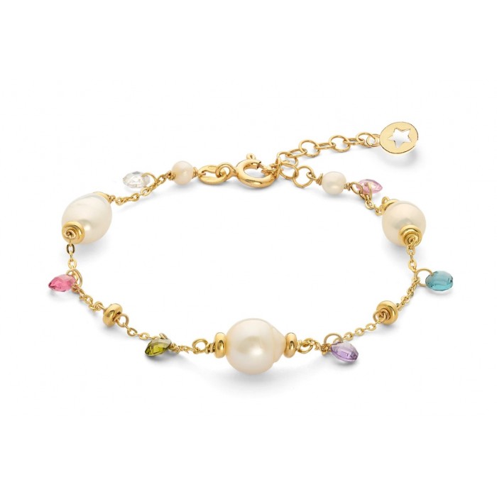 Bracciale Argento 925‰ con cristalli multicolor e Perle Acquadolce BRA 275 COMETE GIOIELLI