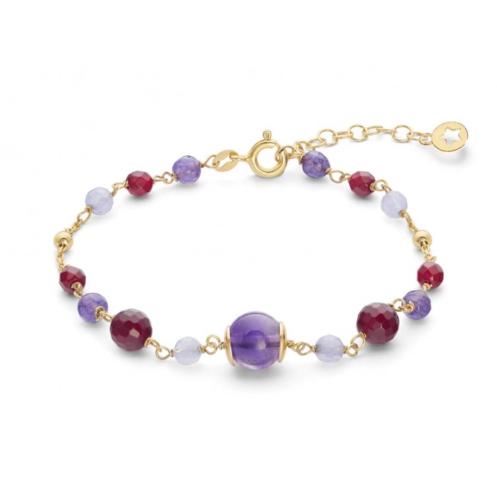 Bracciale Argento 925‰ con Ametista, Agata e Giada colorate COMETE GIOIELLI