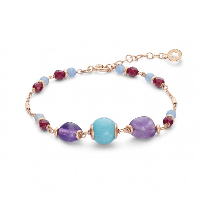 Bracciale Argento 925‰ con Ametista, Giada e Agata colorate BRA 274 COMETE GIOIELLI