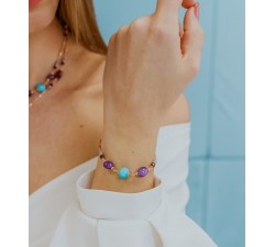 Bracciale Argento 925‰ con Ametista, Giada e Agata colorate BRA 274 COMETE GIOIELLI