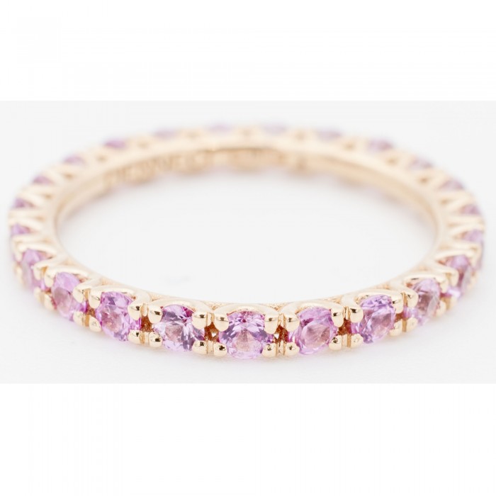 Anello Fedina eternity con zaffiri rosa in oro rosa 18Kt