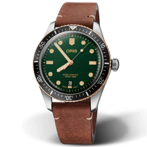 Oris Divers Sixty-Five Date 01 733 7707 4357-07 5 20 45 – Automatico 40 mm Verde Pelle