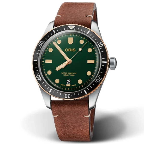 Oris Divers Sixty-Five Date 01 733 7707 4357-07 5 20 45 – Automatico 40 mm Verde Pelle