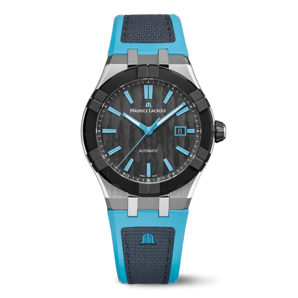 Maurice Lacroix AIKONIC Automatic 43 mm Black & Turquoise– Ref, AC6008-SSL40-331-4