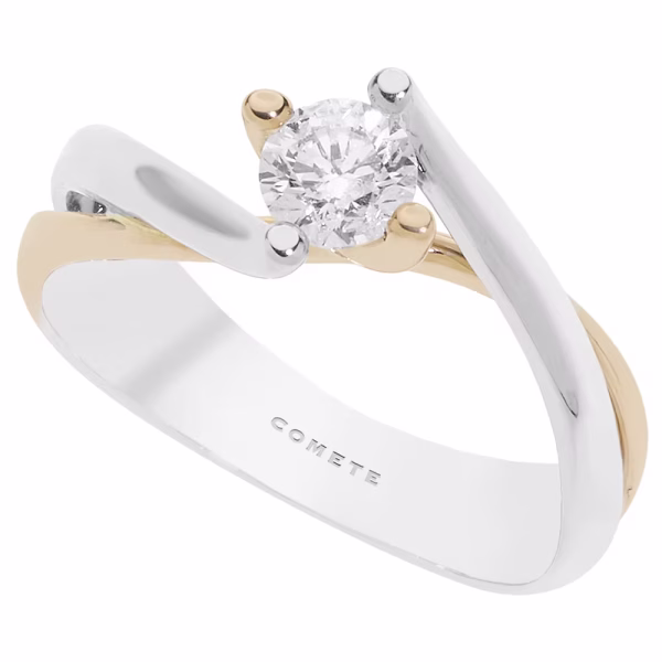 Solitario Bicolore in Oro 18Kt e Diamante 0,29 ANB 2397 COMETE GIOIELLI