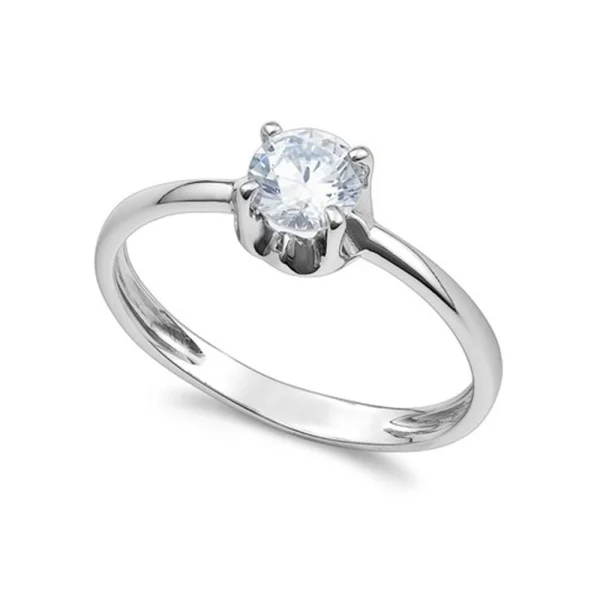 Anello solitario con zircone in oro bianco 18Kt AAZ 142 AMBROSIA