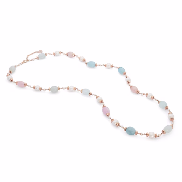 Collana Argento 925‰ con Perle Acquadolce, Ematite rosè, morganite GLA 282 COMETE GIOIELLI