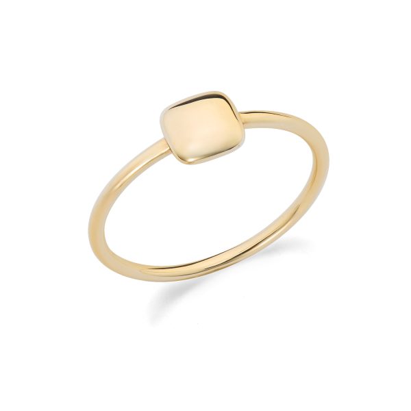 Anello in oro giallo 9Kt con quadrato bombato KAAZ 002 Ambrosia