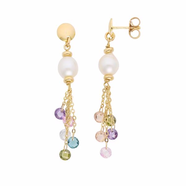 Orecchini Argento 925‰ con cristalli multicolor e Perle Acquadolce ORA 225 COMETE GIOIELLI